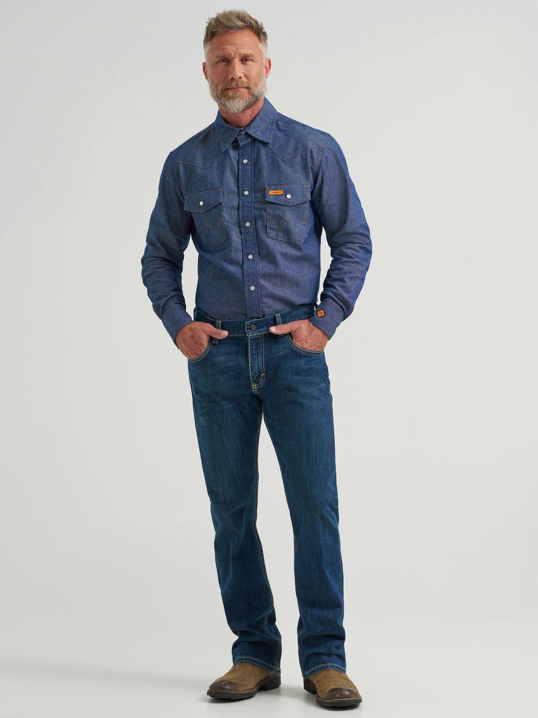 Product image for FR Flame Resistant Long Sleeve Denim Work Shirt