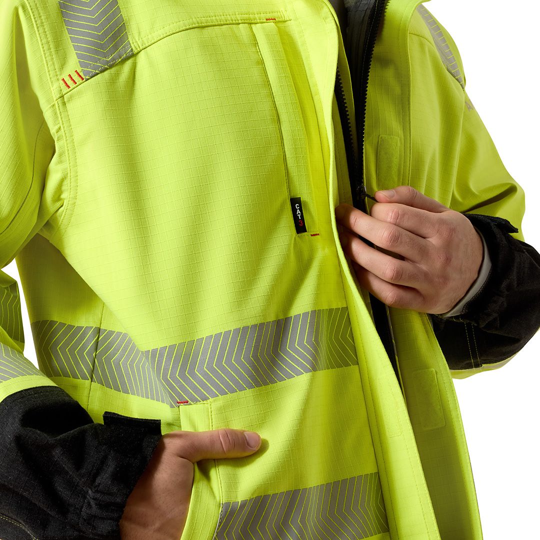 Product image for Men's FR Hi-Vis Hooded Waterproof Jacket