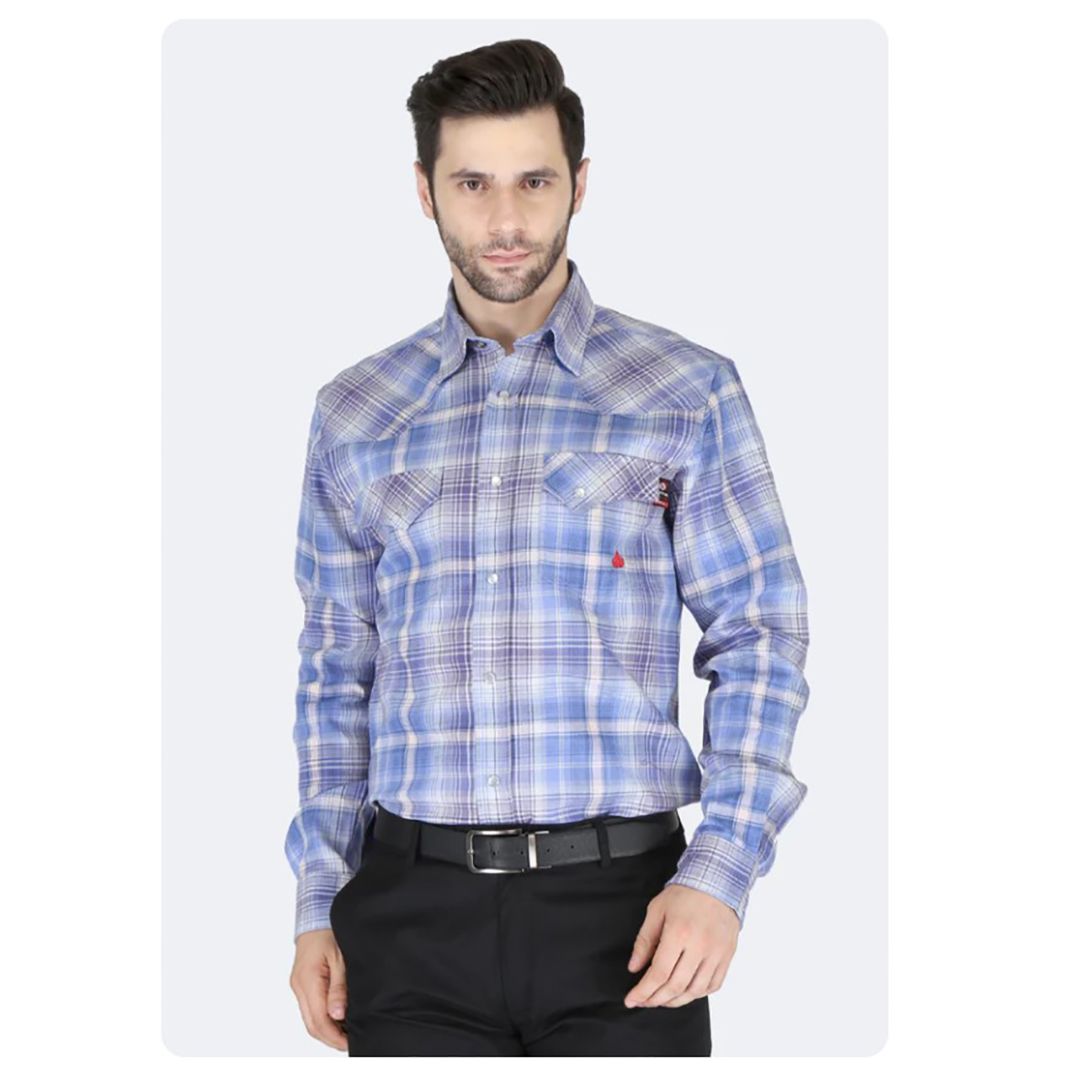 Product image for FR Men's Plaid Printed Long Sleeve Snaps Shirt