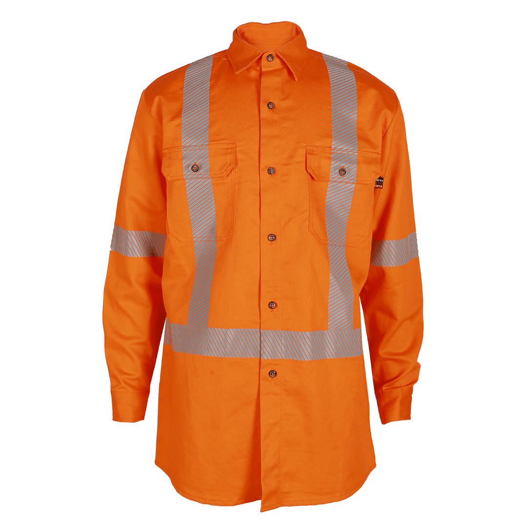 Product image for Men's FR Button Orange Shirt With Taping