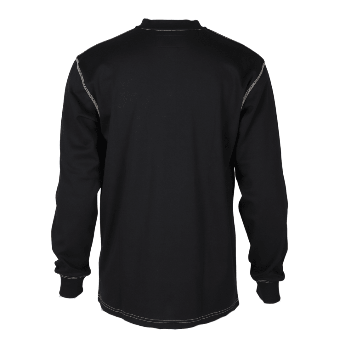 Product image for FR Men's Contrast Stitch Henley Neck Long Sleeve T-Shirt