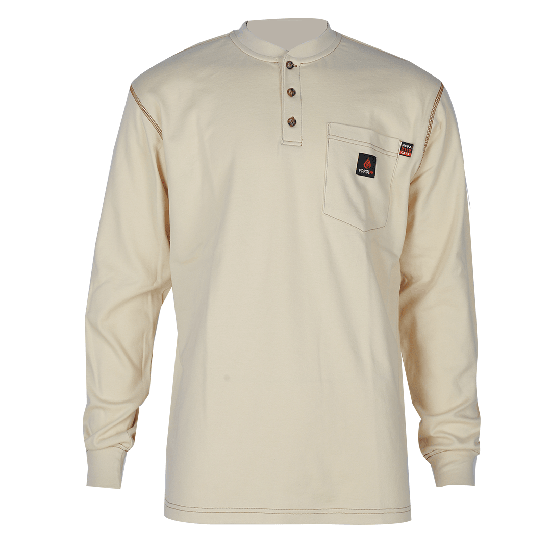 Product image for FR Men's Contrast Stitch Henley Neck Long Sleeve T-Shirt