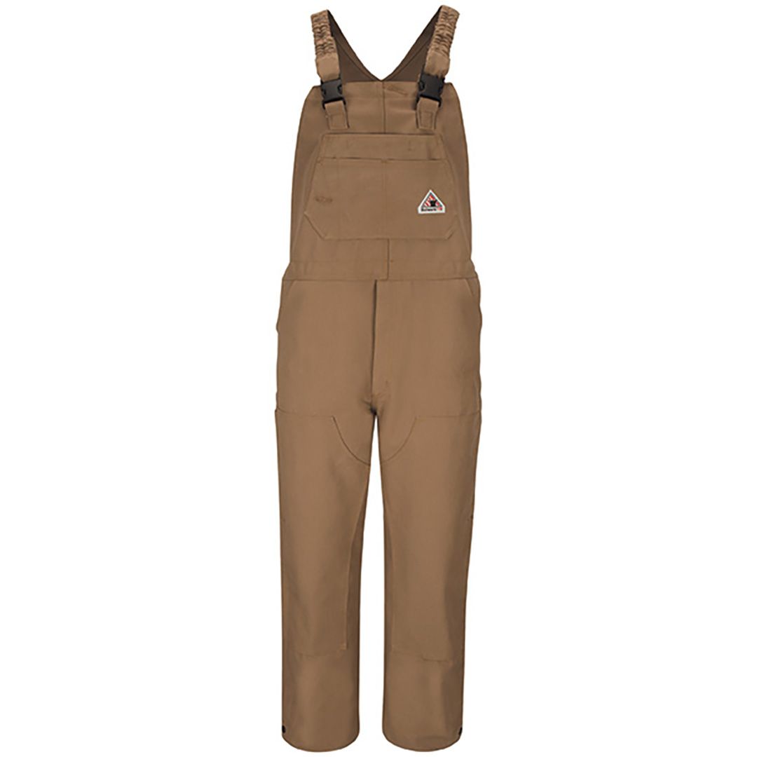 Product image for Men's Heavyweight FR Brown Duck Bib Overall with Knee Zip
