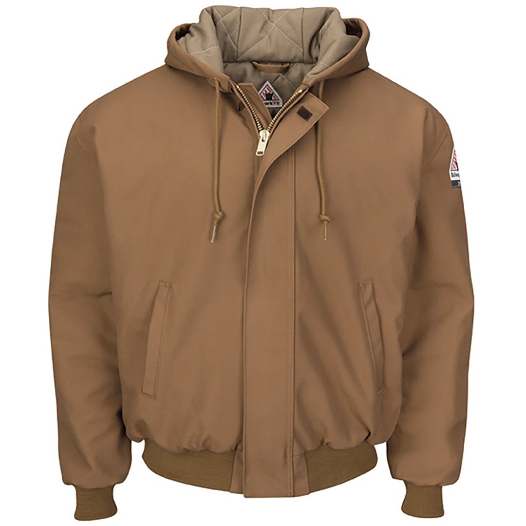 Product image for Men's Heavyweight FR Insulated Brown Duck Hooded Jacket