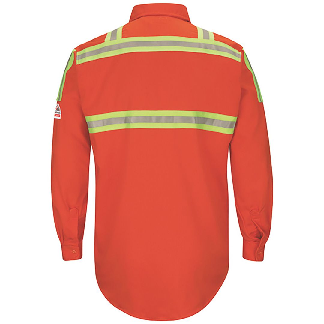 Product image for Men's Midweight FR Enhanced Visibility Uniform Shirt with Silver/Yellow Striping