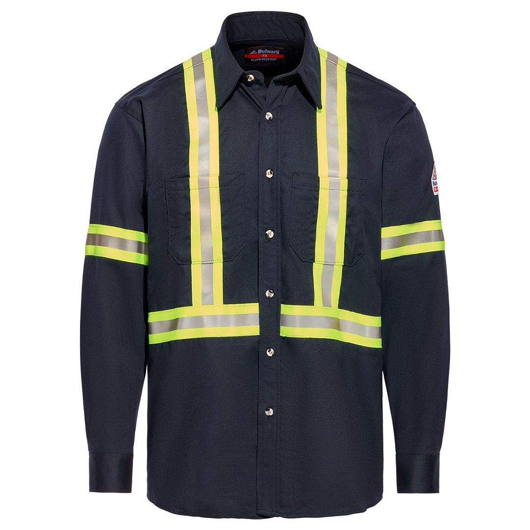 Product image for Men's Midweight FR Enhanced Visibility Uniform Shirt with Reflective Trim