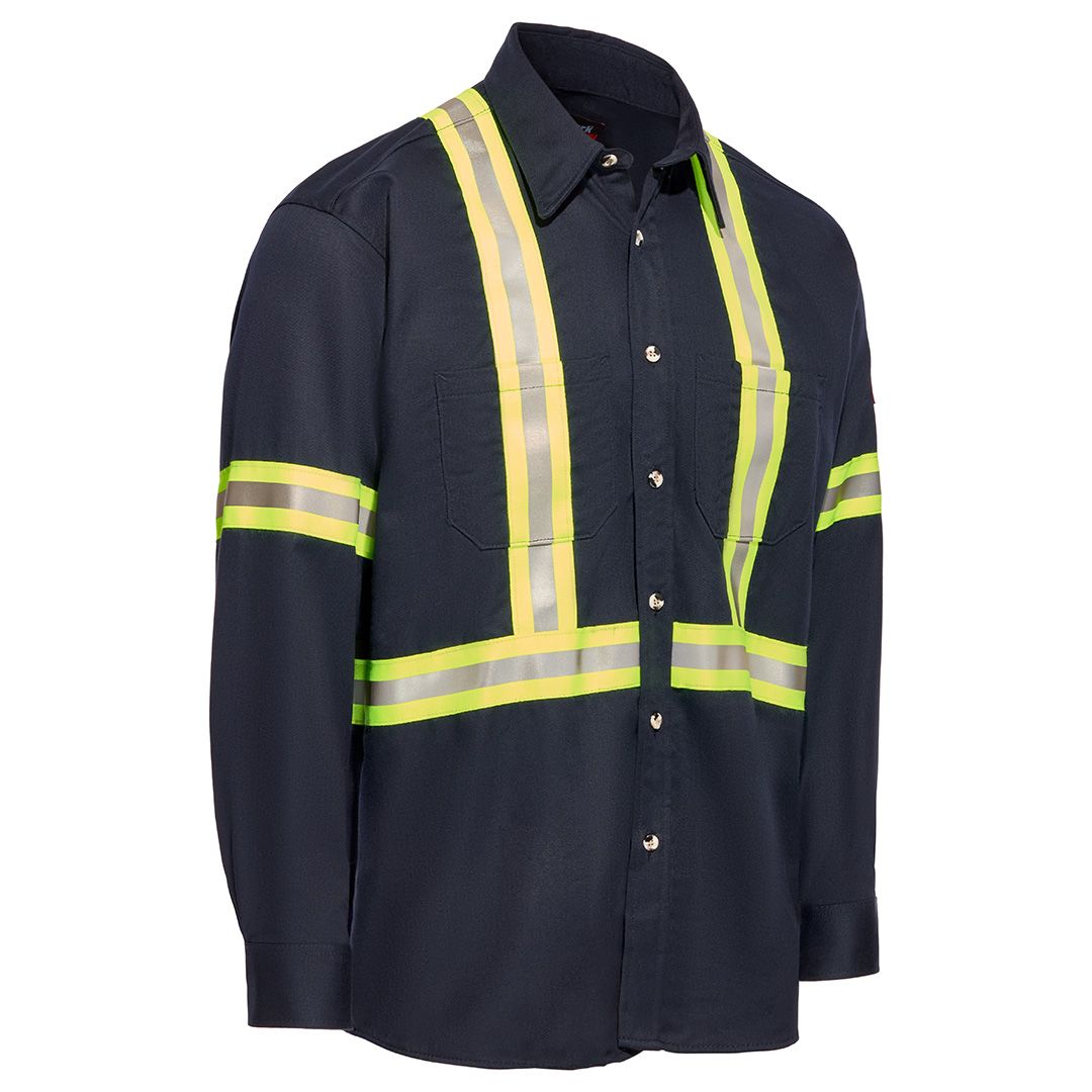 Product image for Men's Midweight FR Enhanced Visibility Uniform Shirt with Reflective Trim