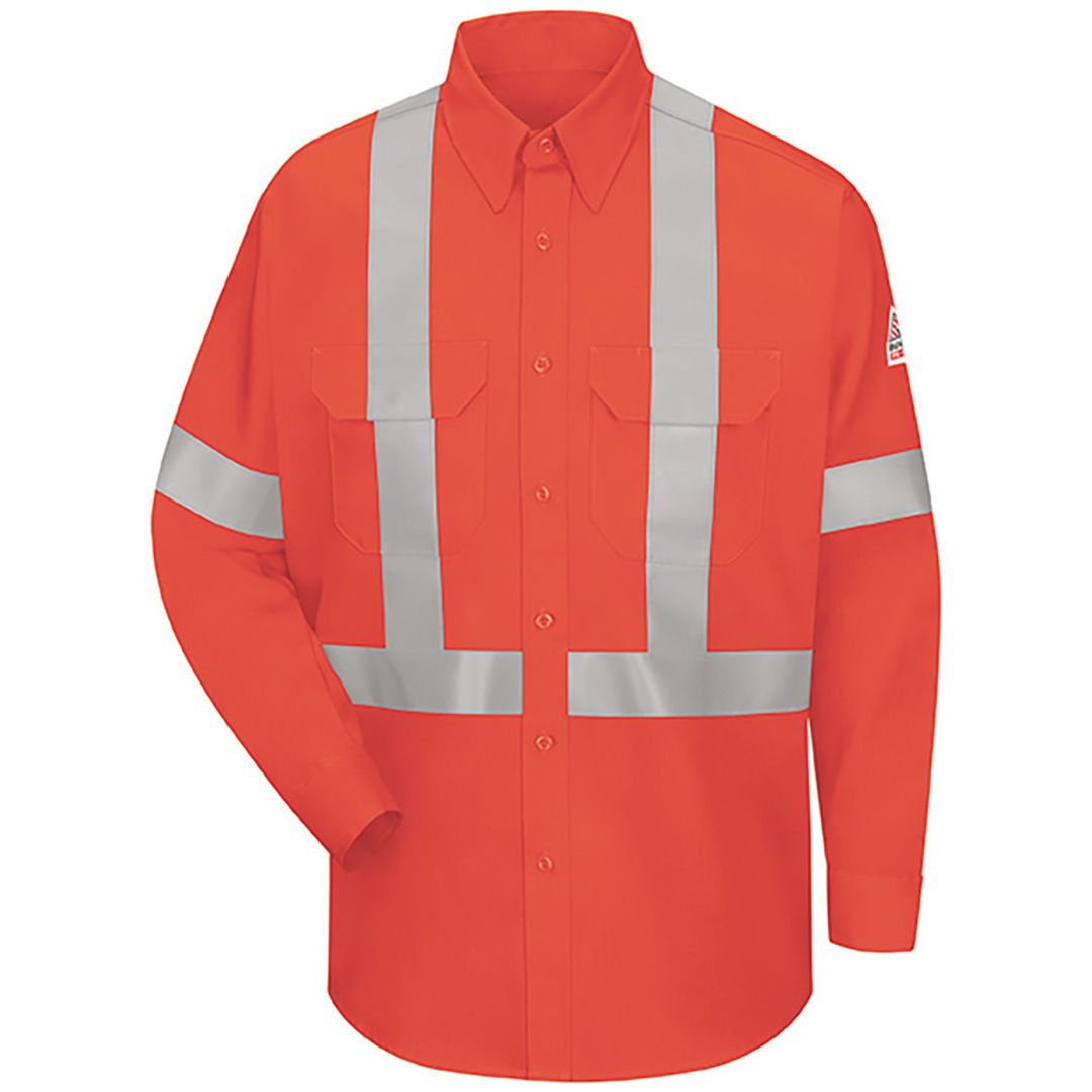 Product image for Men's Lightweight FR Enhanced Visibility Uniform Shirt with Reflective Trim