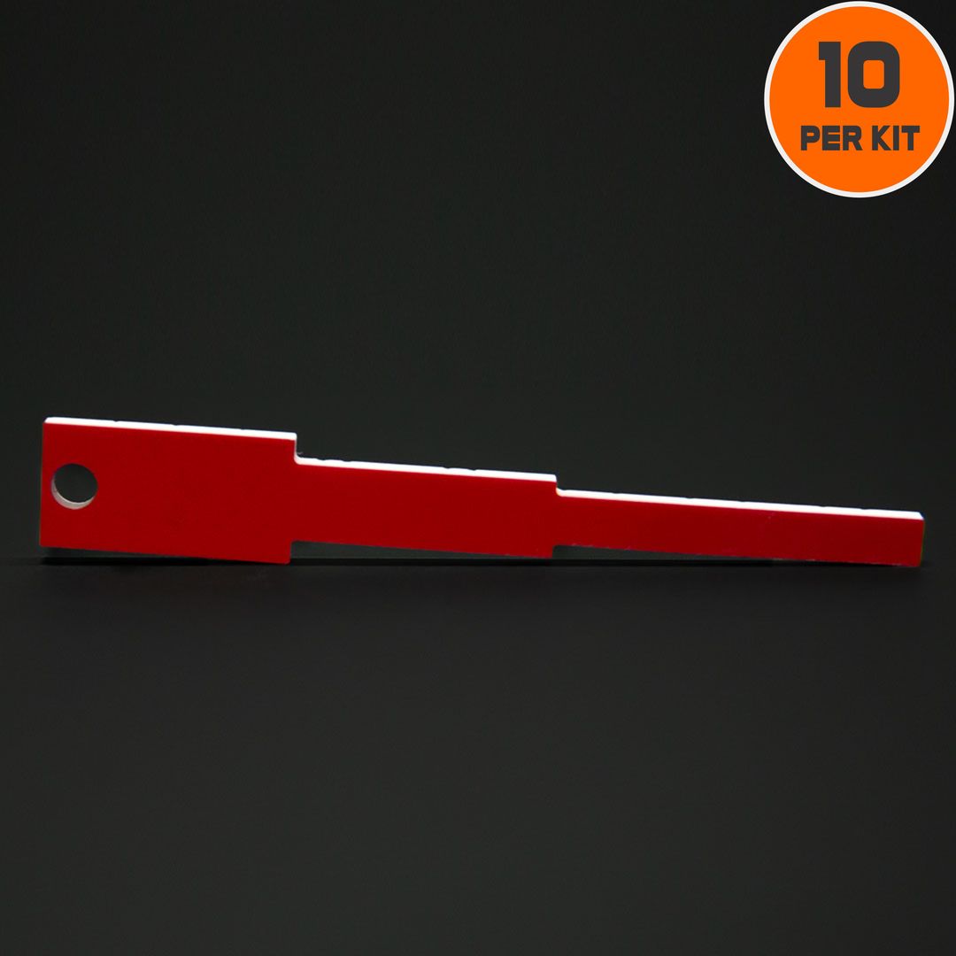 Single terminal blocker.  This blocker is used to either identify critical step terminals or provide a barrier from the terminals that relay technicians are wiring on.  